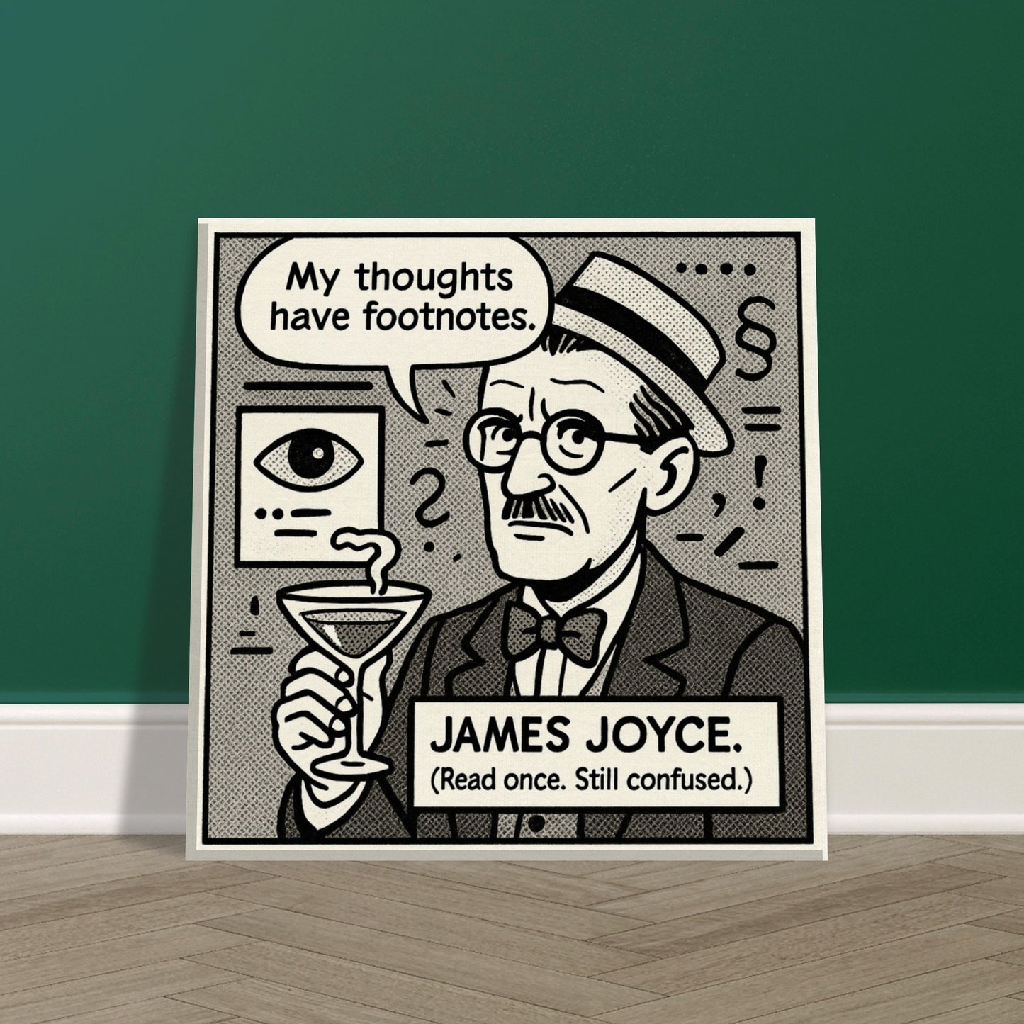 James Joyce Canvas (Cartoon) (8x8" / 20x20cm)-Author Cartoons-Silent Pacific