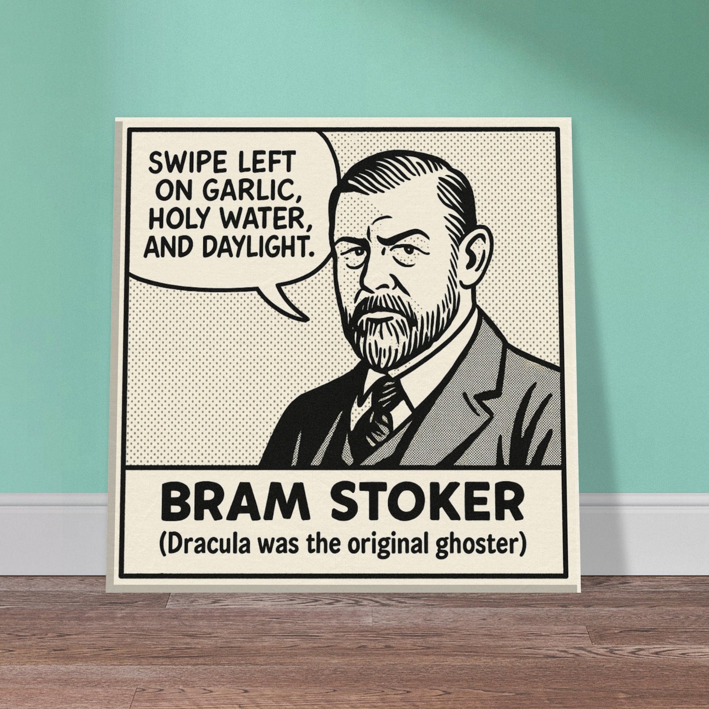 Bram Stoker Canvas (Cartoon) (8x8" / 20x20cm)-Author Cartoons-Silent Pacific