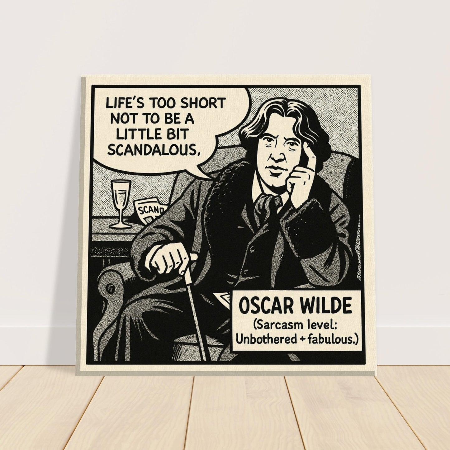 Oscar Wilde Canvas (Cartoon) (8x8" / 20x20cm)-Author Cartoons-Silent Pacific