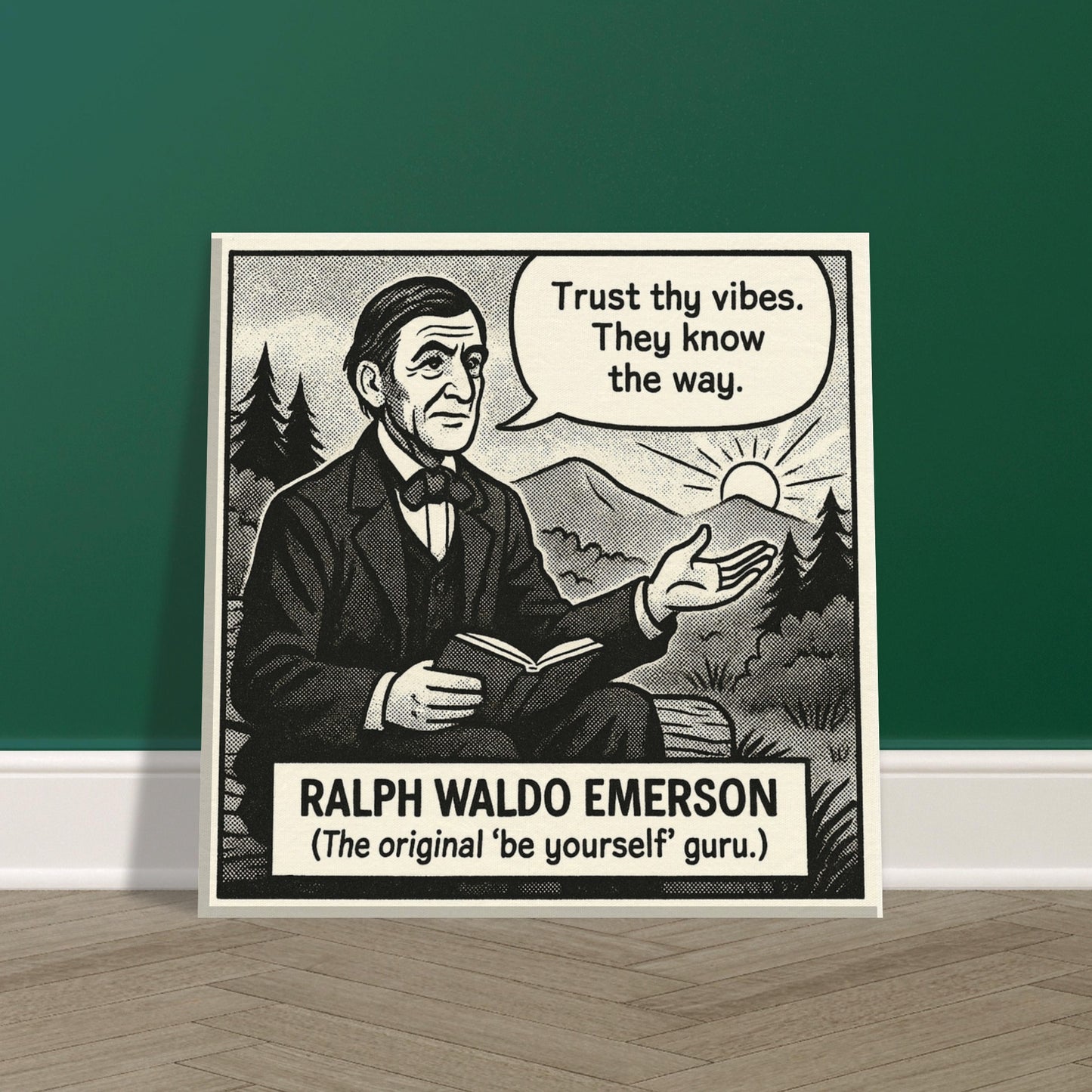 Ralph Waldo Emerson Canvas (Cartoon) (8x8" / 20x20cm)-Author Cartoons-Silent Pacific