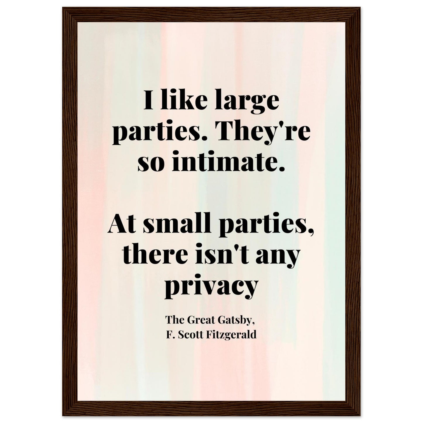 “I Like Large Parties” Framed Poster – F. Scott Fitzgerald, The Great Gatsby | Literary Quote Wall Art for Vintage & Dark Academia Decor-Quotes-21x29.7 cm / 8x12"-Silent Pacific