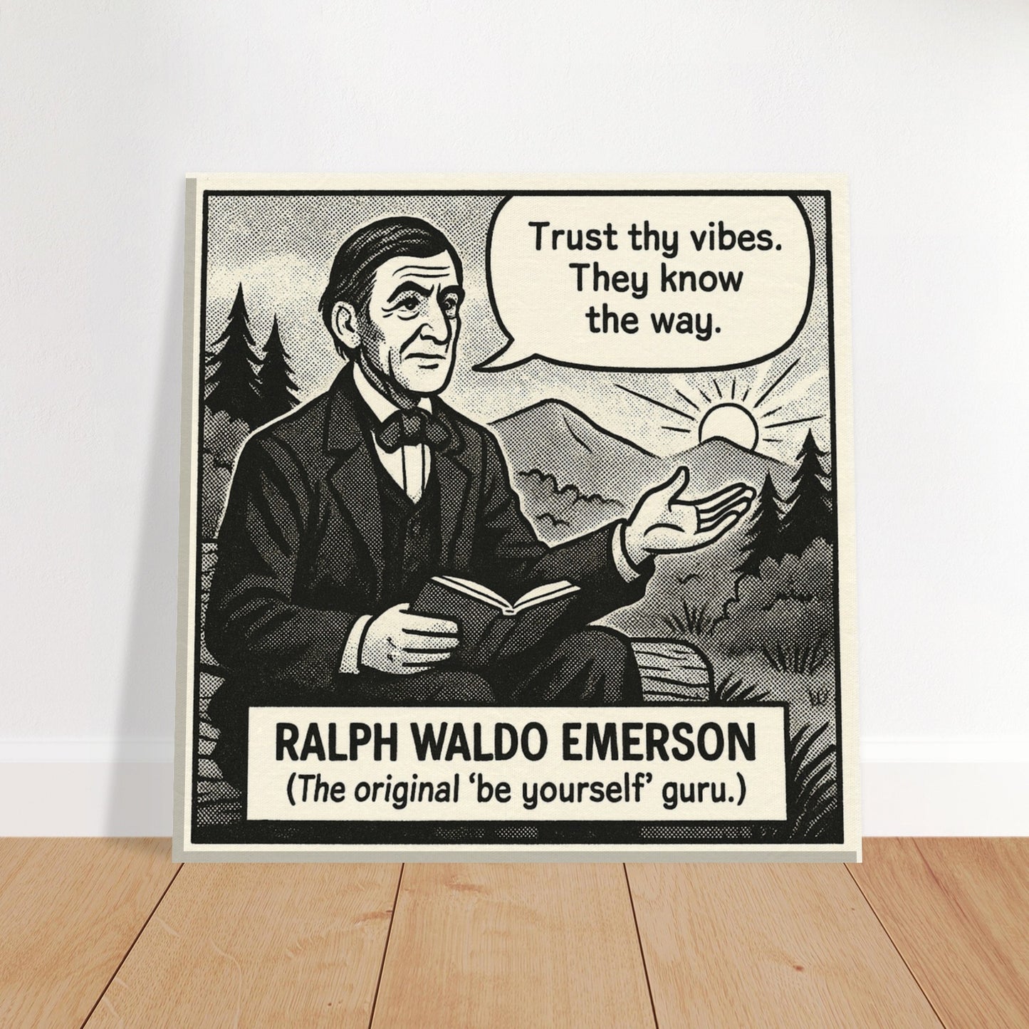Ralph Waldo Emerson Canvas (Cartoon) (8x8" / 20x20cm)-Author Cartoons-Silent Pacific
