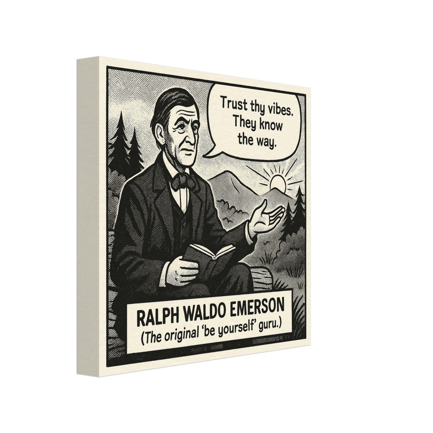 Ralph Waldo Emerson Canvas (Cartoon) (8x8" / 20x20cm)-Author Cartoons-Silent Pacific