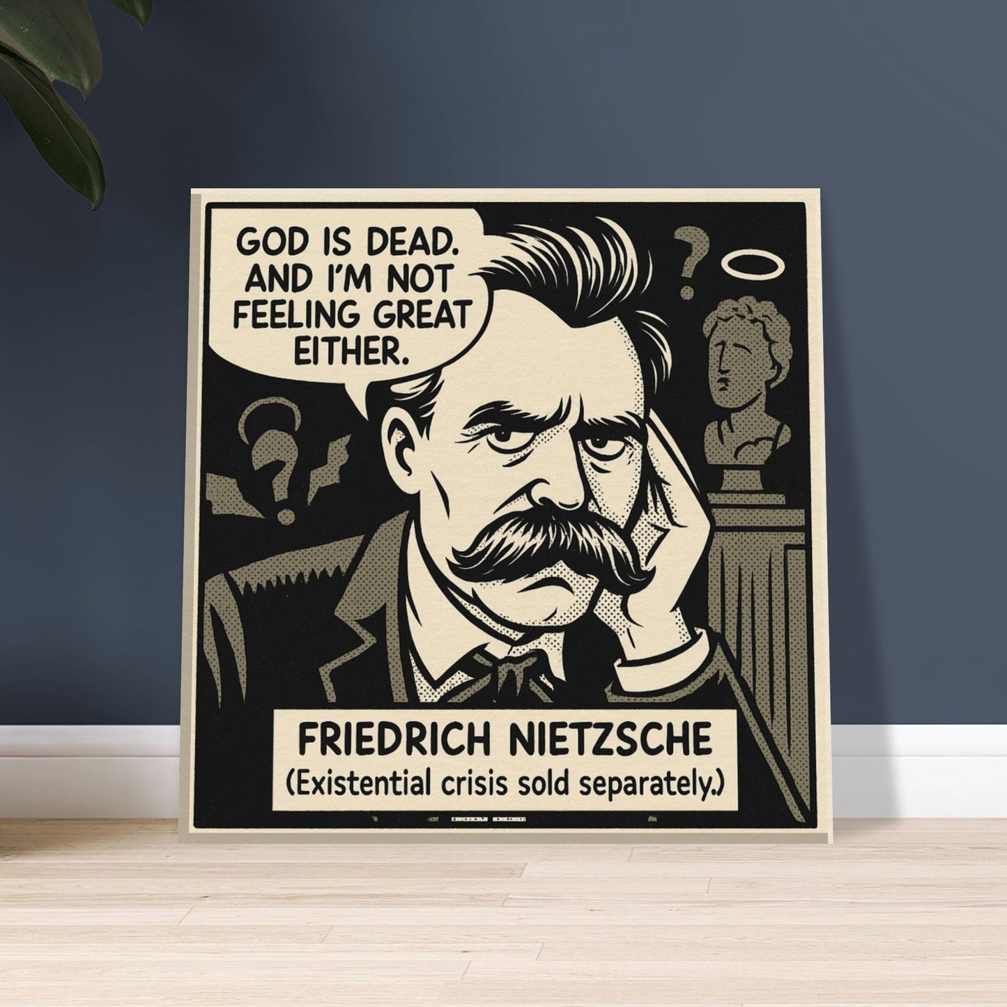 Friedrich Nietzsche Canvas (Cartoon) (8x8" / 20x20cm)-Author Cartoons-Silent Pacific
