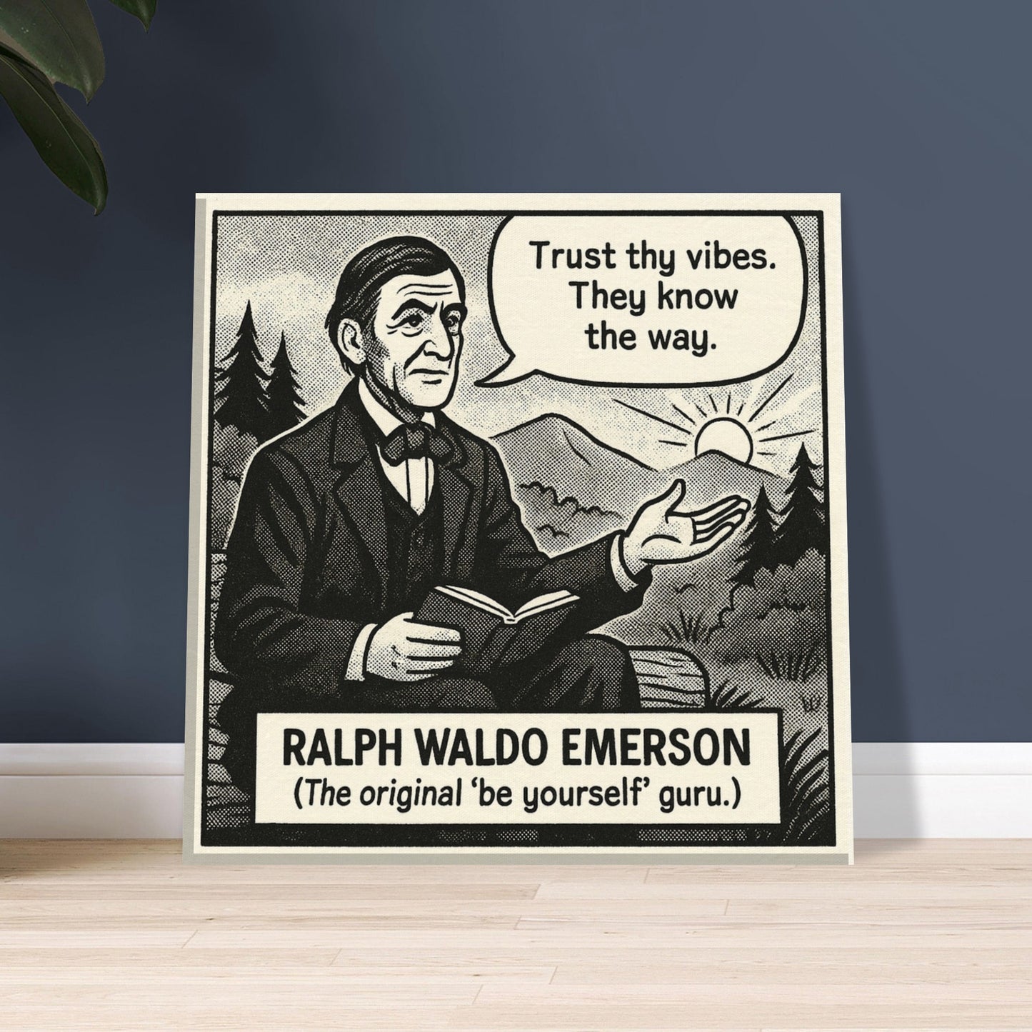 Ralph Waldo Emerson Canvas (Cartoon) (8x8" / 20x20cm)-Author Cartoons-Silent Pacific