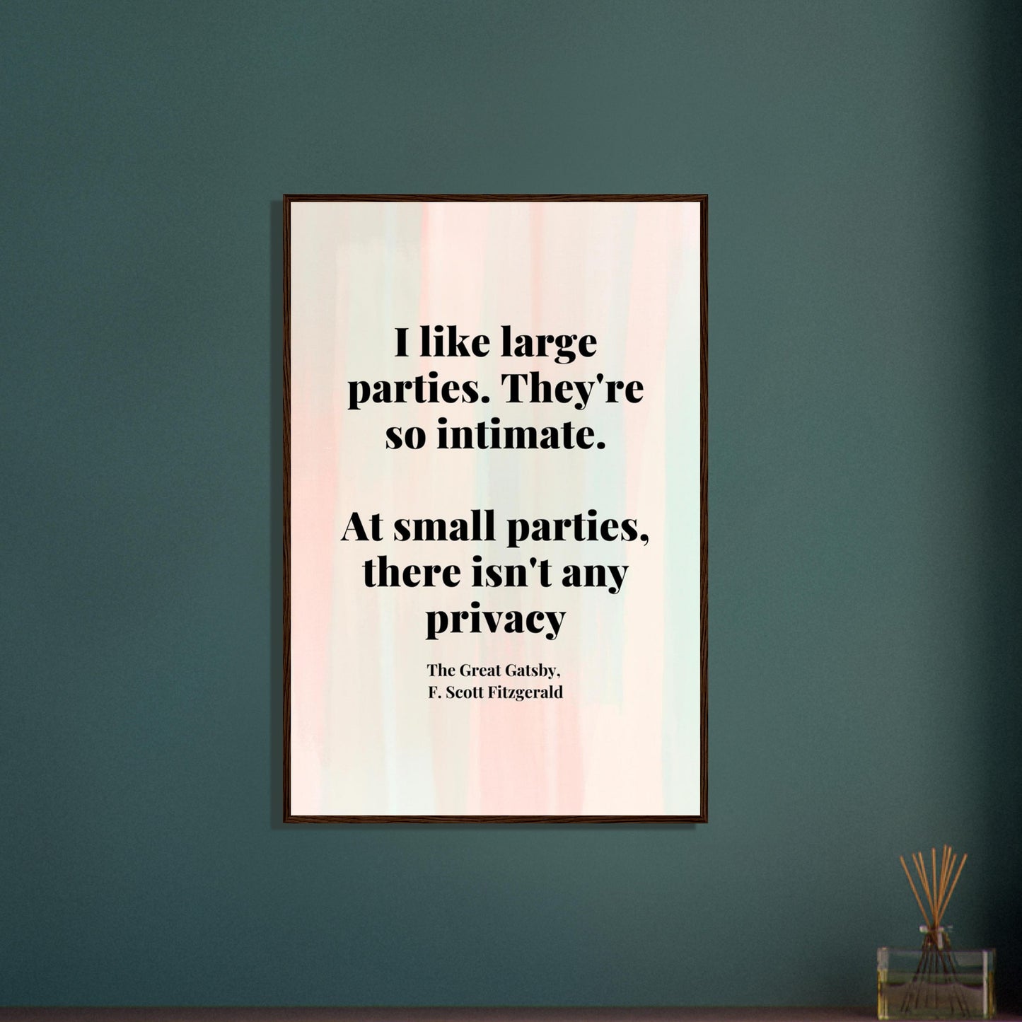 “I Like Large Parties” Framed Poster – F. Scott Fitzgerald, The Great Gatsby | Literary Quote Wall Art for Vintage & Dark Academia Decor-Quotes-Silent Pacific