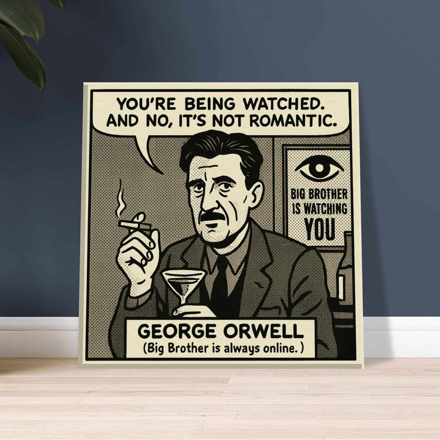 George Orwell Canvas (Cartoon) (8x8" / 20x20cm)-Author Cartoons-Silent Pacific