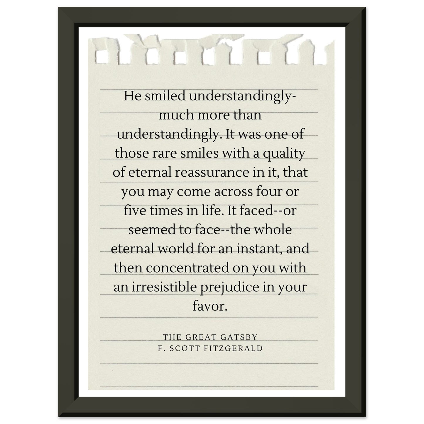 He Smiled Understandingly – F. Scott Fitzgerald - Framed Poster-Quotes-13x18 cm / 5x7″-Silent Pacific