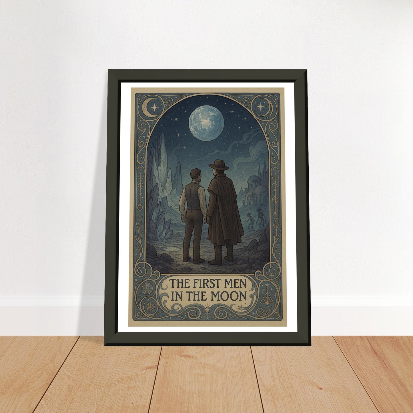 The First Men in the Moon by H.G. Wells - Metal Framed Poster 5" x 7"-Book Covers-Silent Pacific