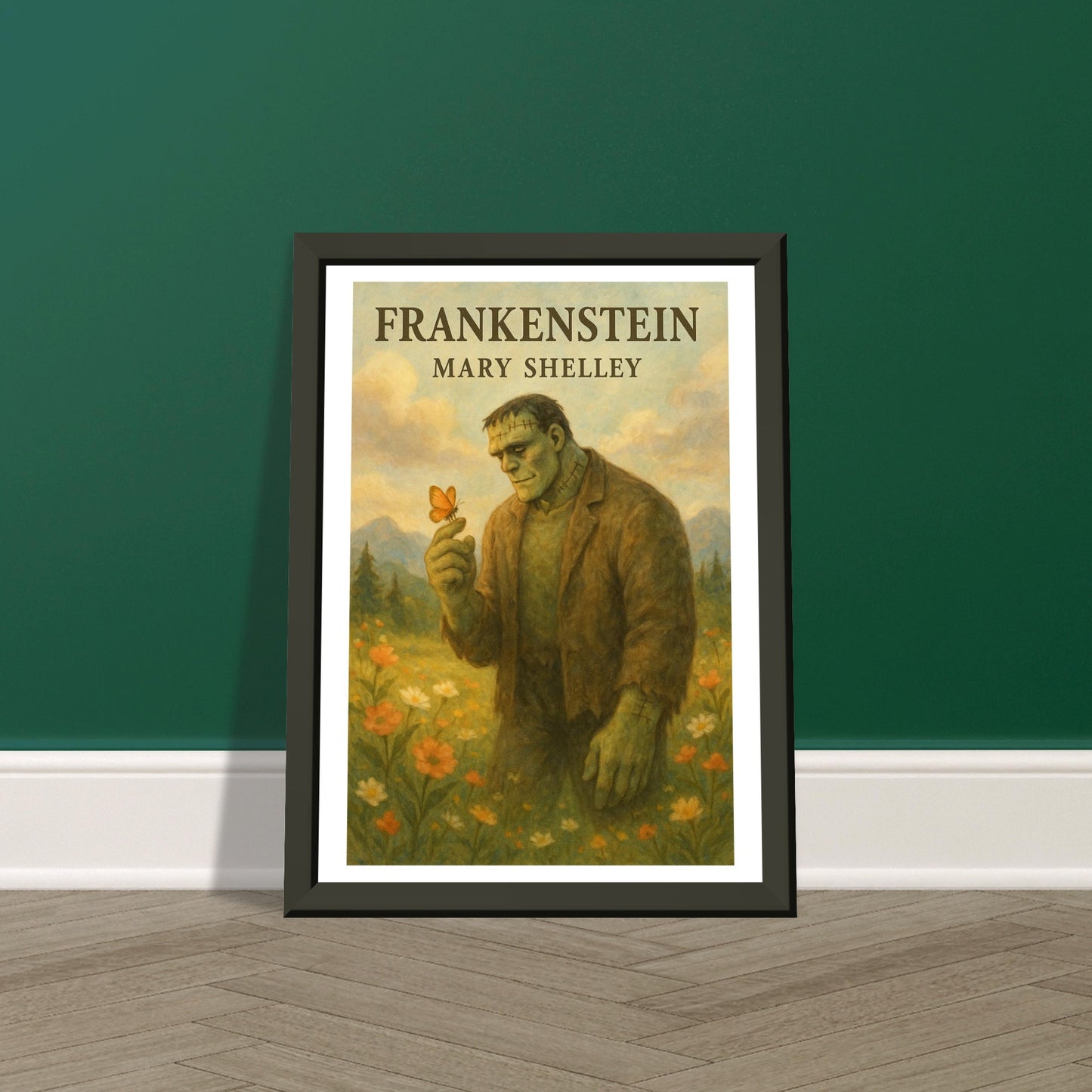Frankenstein by Mary Shelley - Metal Framed Poster 5" x 7"-Book Covers-Silent Pacific