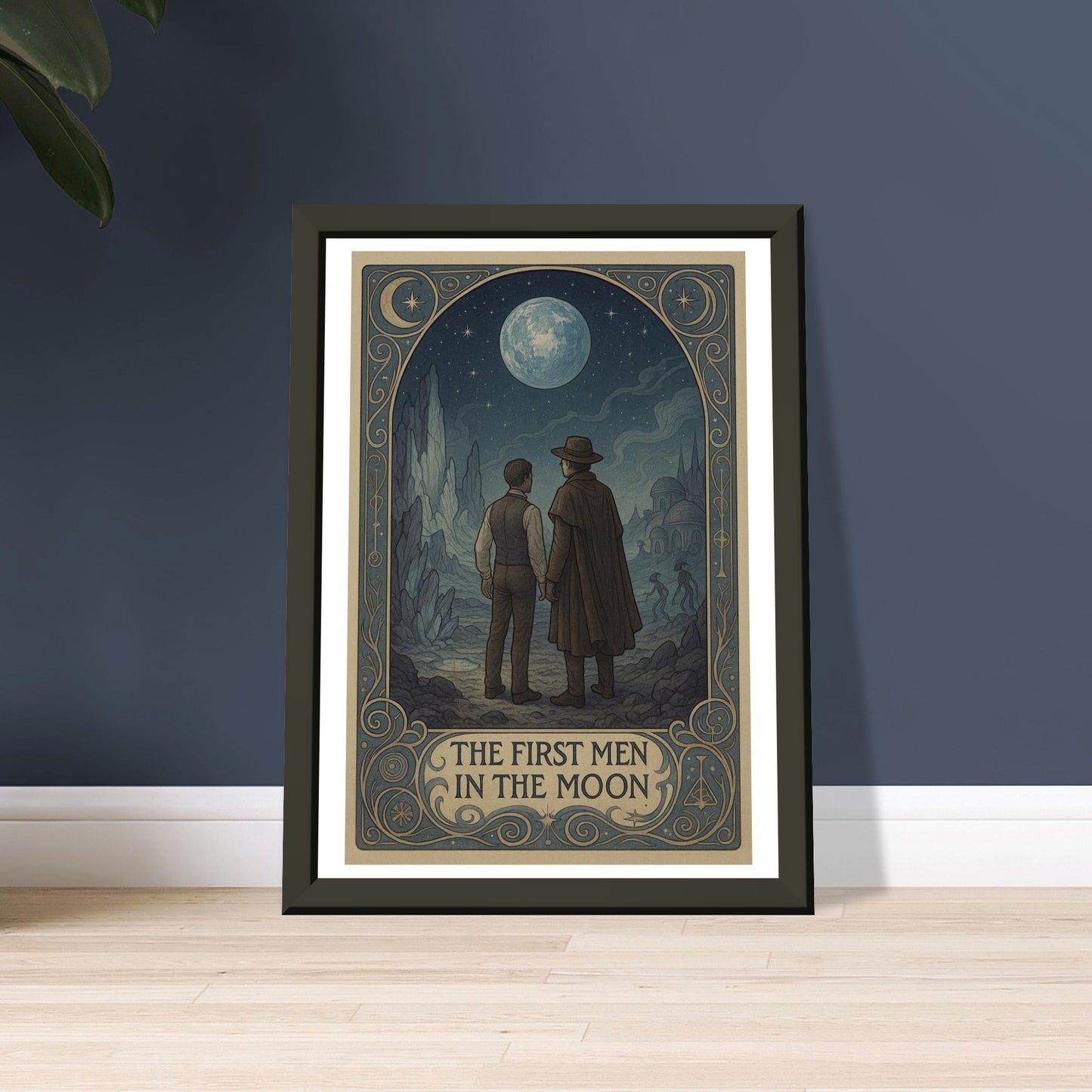 The First Men in the Moon by H.G. Wells - Metal Framed Poster 5" x 7"-Book Covers-Silent Pacific
