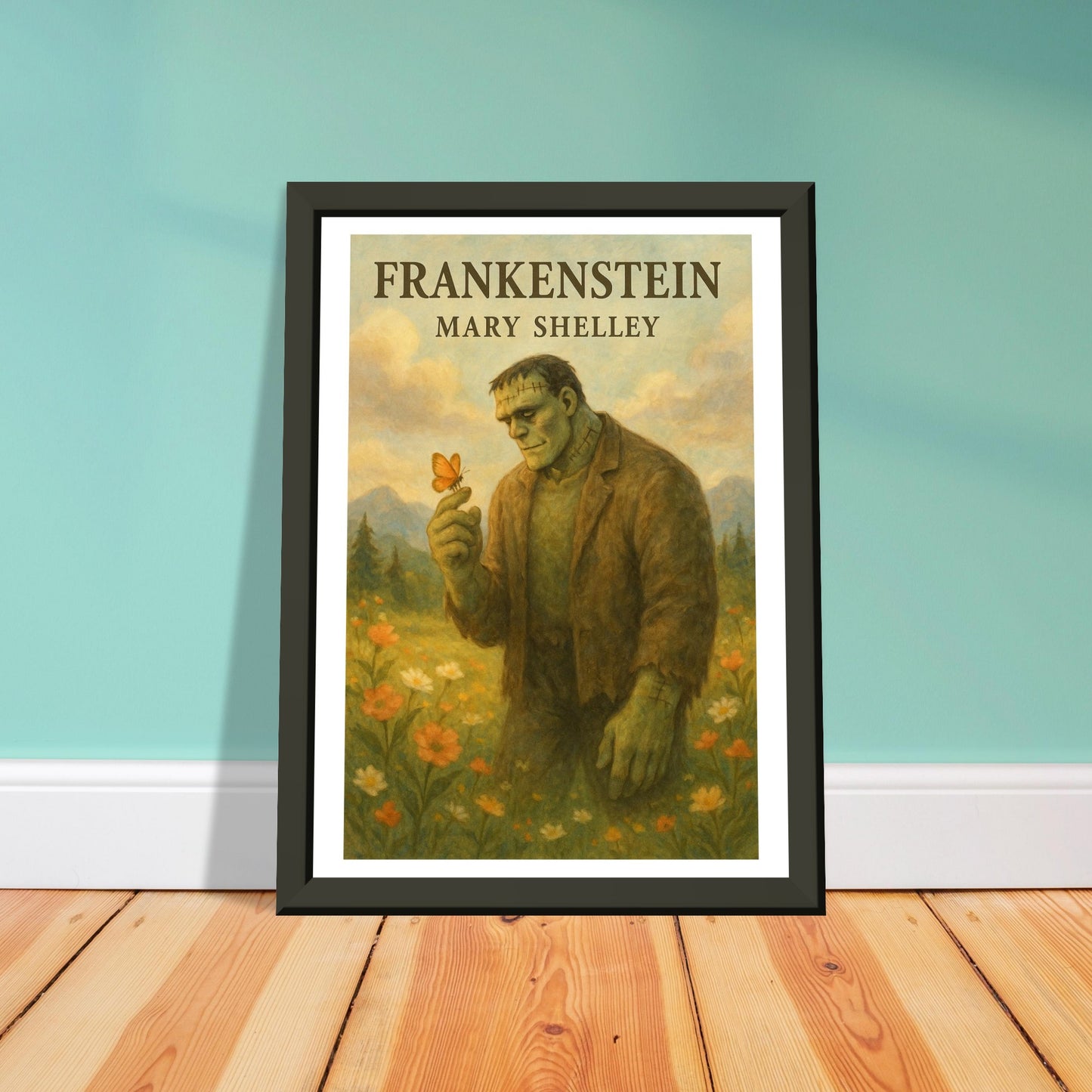 Frankenstein by Mary Shelley - Metal Framed Poster 5" x 7"-Book Covers-Silent Pacific