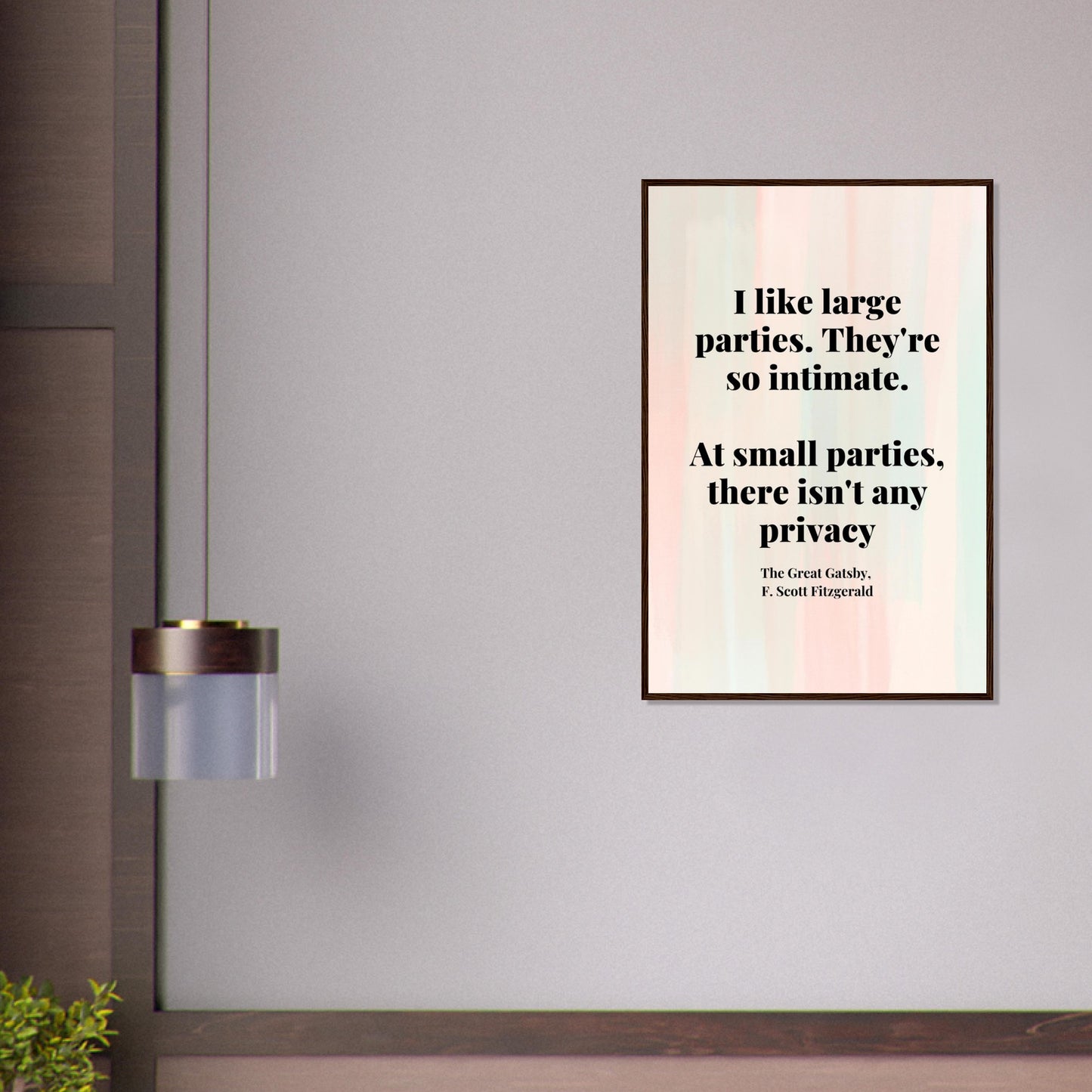 “I Like Large Parties” Framed Poster – F. Scott Fitzgerald, The Great Gatsby | Literary Quote Wall Art for Vintage & Dark Academia Decor-Quotes-Silent Pacific