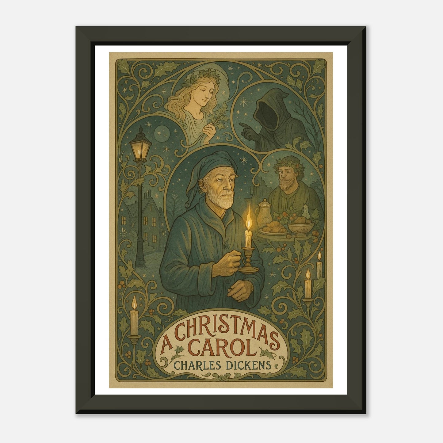 A Christmas Carol by Charles Dickens - Metal Framed Poster 5" x 7"-Book Covers-Silent Pacific