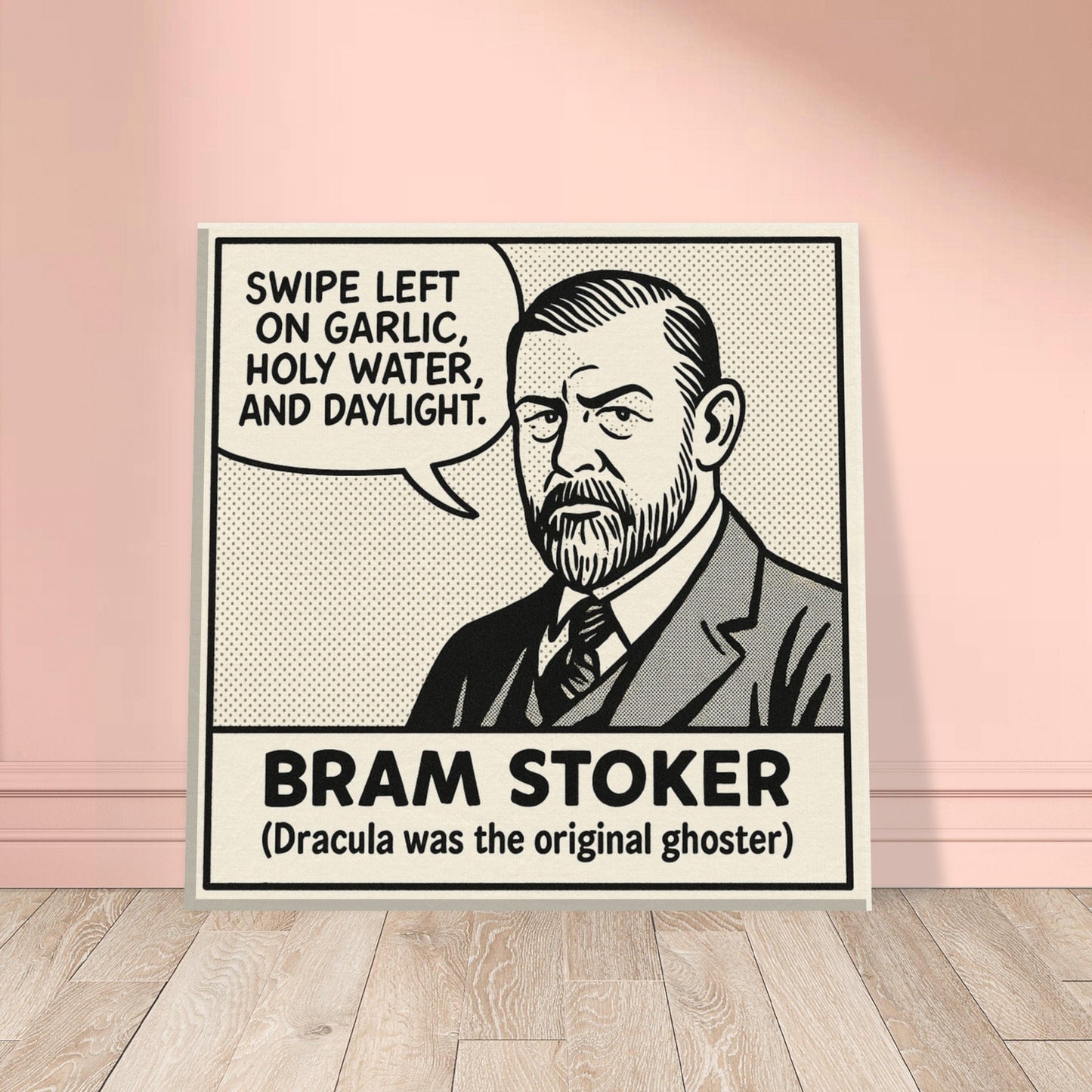 Bram Stoker Canvas (Cartoon) (8x8" / 20x20cm)-Author Cartoons-Silent Pacific