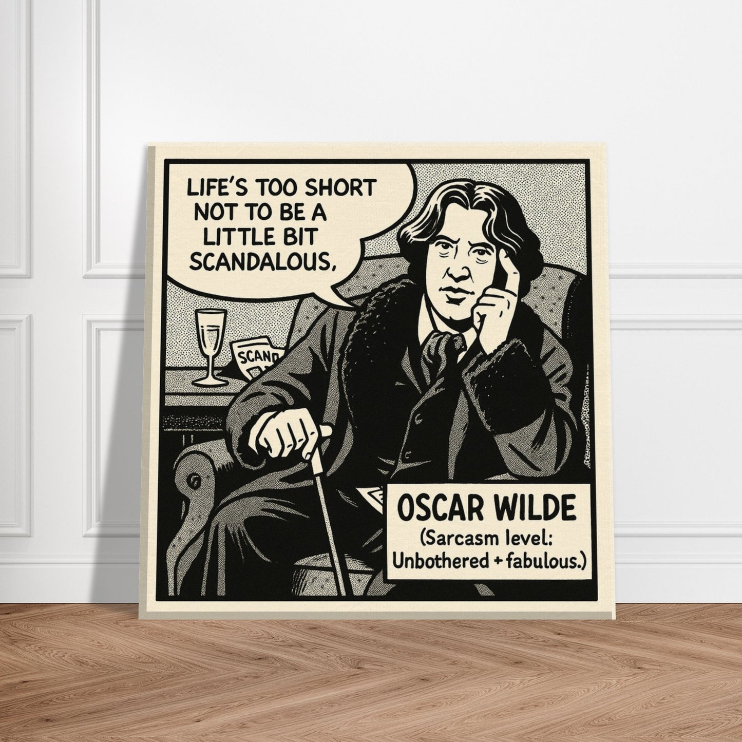 Oscar Wilde Canvas (Cartoon) (8x8" / 20x20cm)-Author Cartoons-Silent Pacific