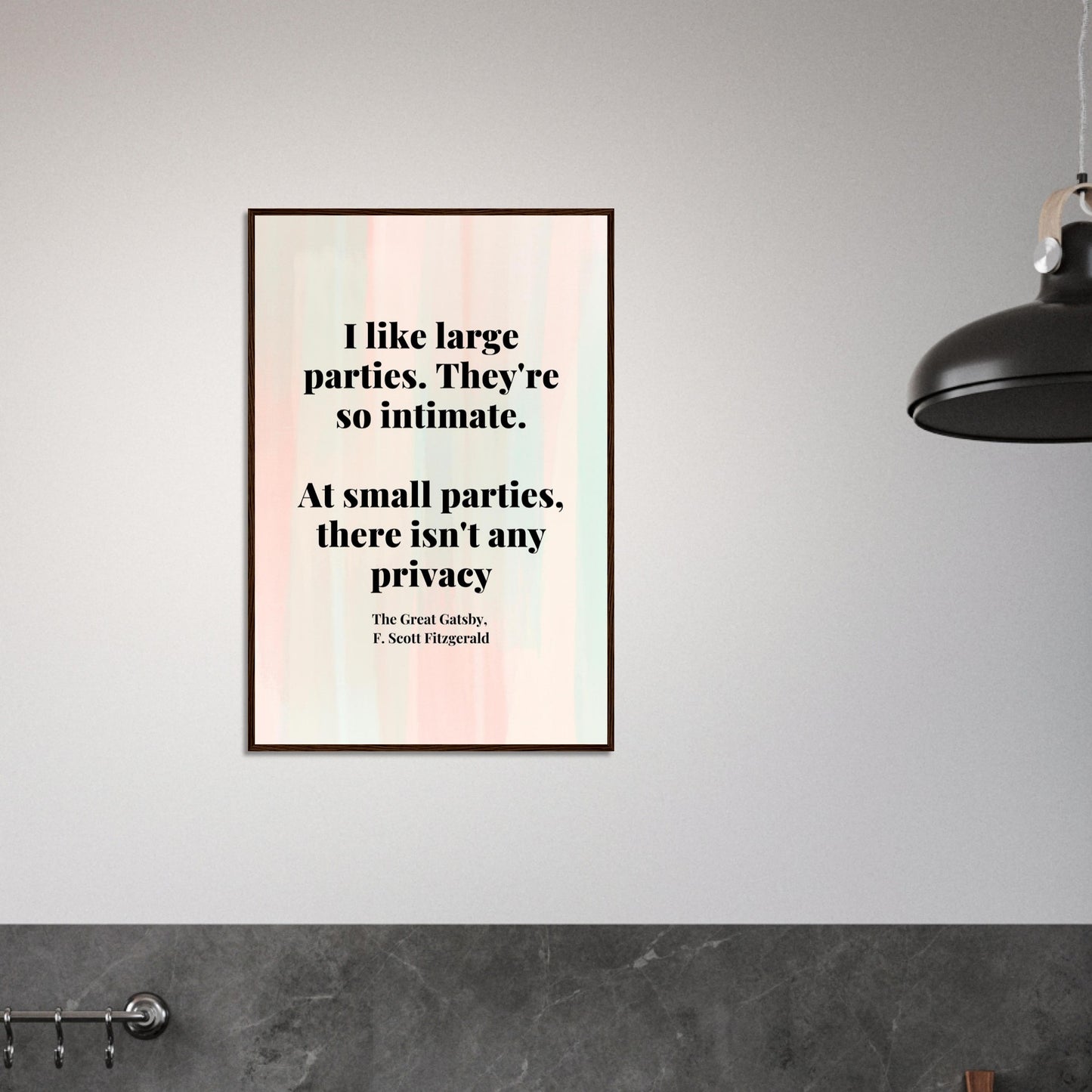 “I Like Large Parties” Framed Poster – F. Scott Fitzgerald, The Great Gatsby | Literary Quote Wall Art for Vintage & Dark Academia Decor-Quotes-Silent Pacific