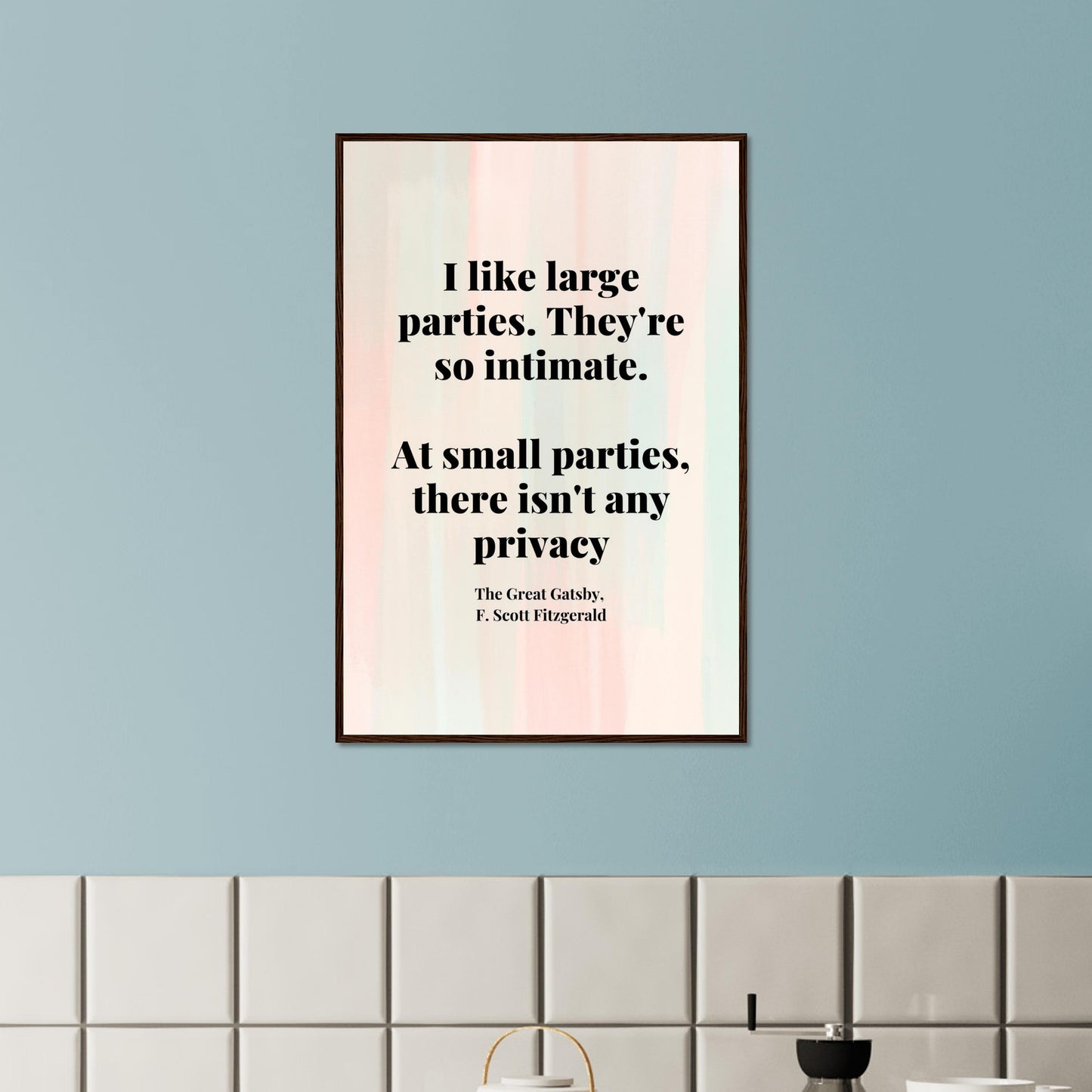 “I Like Large Parties” Framed Poster – F. Scott Fitzgerald, The Great Gatsby | Literary Quote Wall Art for Vintage & Dark Academia Decor-Quotes-Silent Pacific