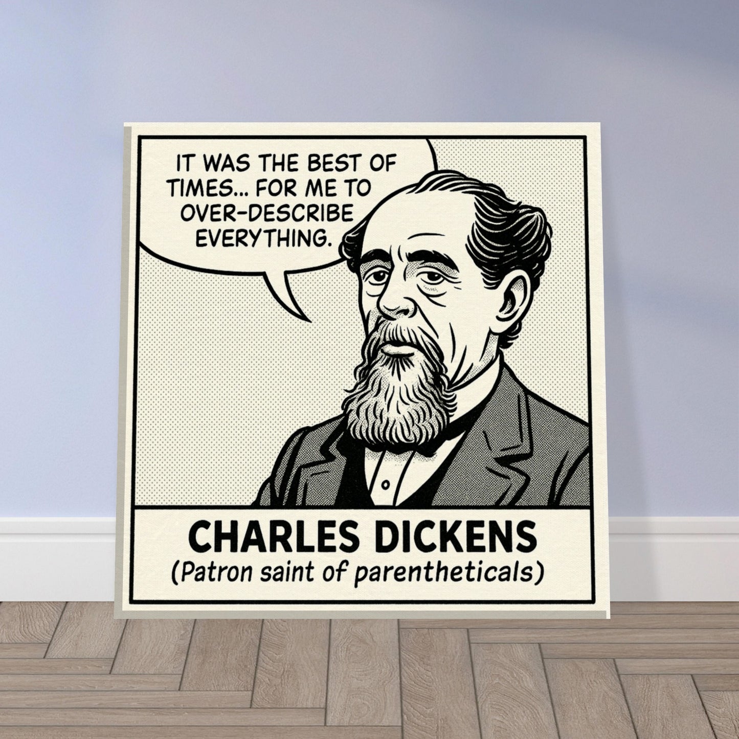 Charles Dickens Canvas (Cartoon) (8x8" / 20x20cm)-Author Cartoons-Silent Pacific