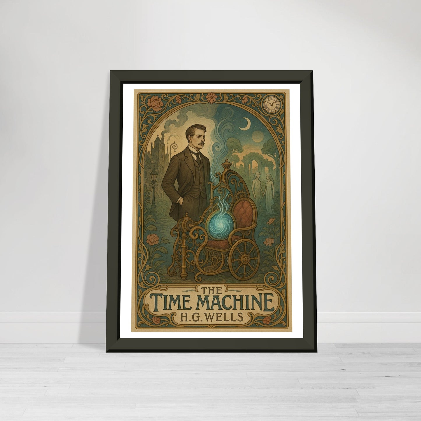 The Time Machine by H.G. Wells - Metal Framed Poster 5" x 7"-Book Covers-Silent Pacific