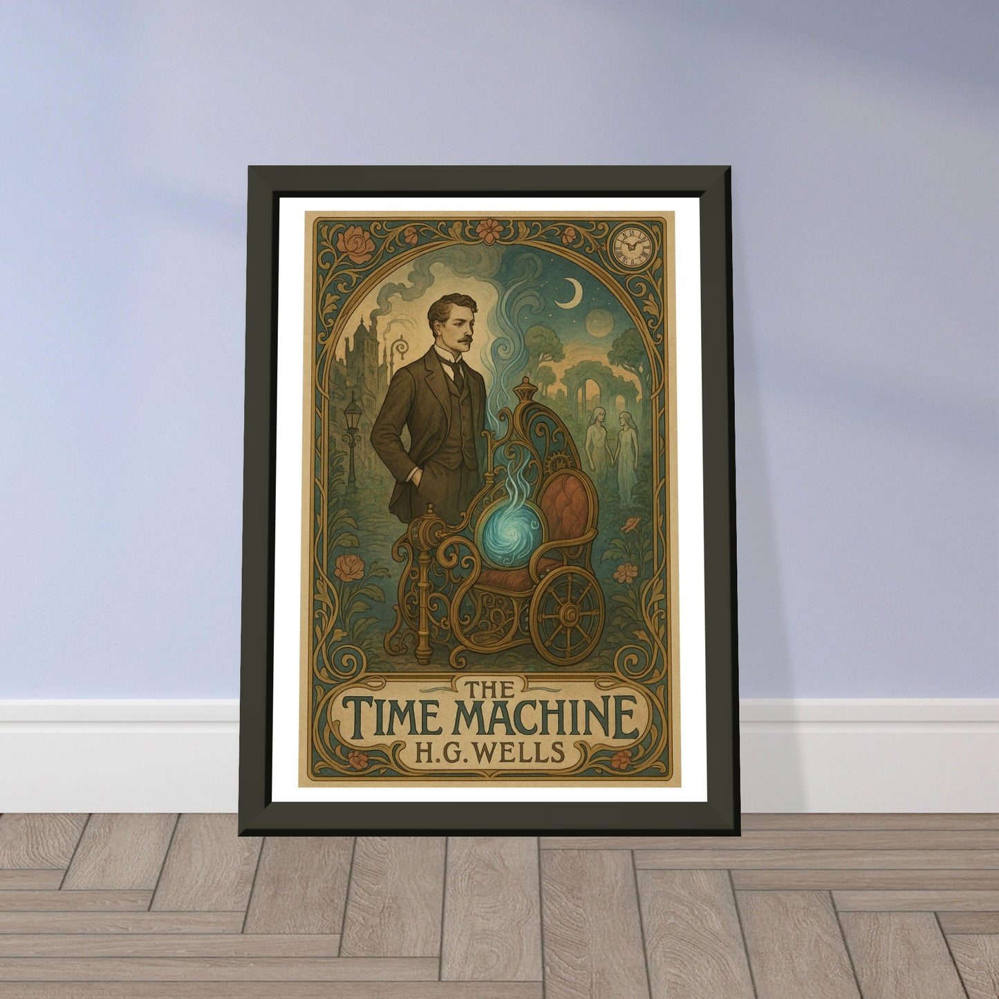 The Time Machine by H.G. Wells - Metal Framed Poster 5" x 7"-Book Covers-Silent Pacific