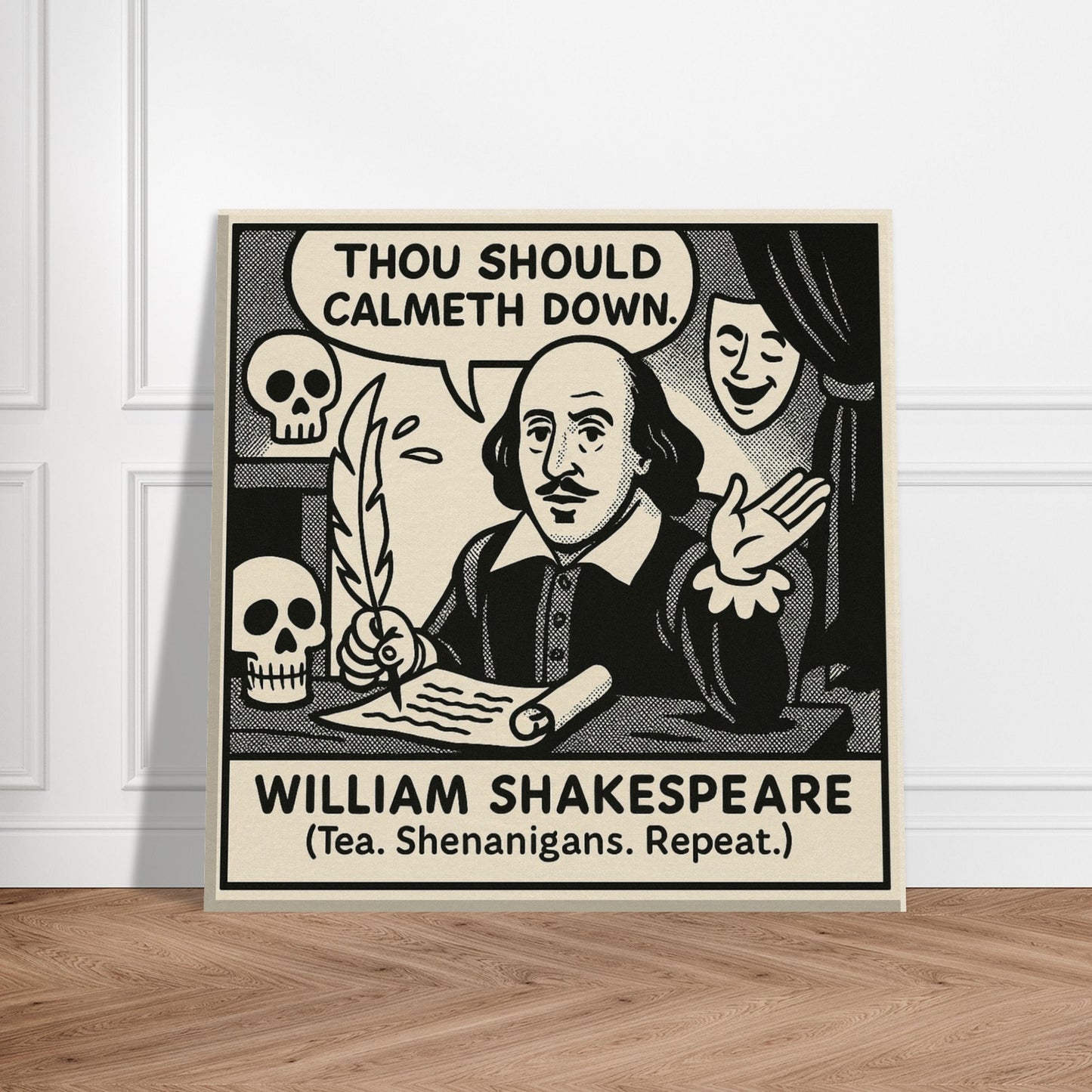 William Shakespeare Canvas (Cartoon) (8x8" / 20x20cm)-Author Cartoons-Silent Pacific