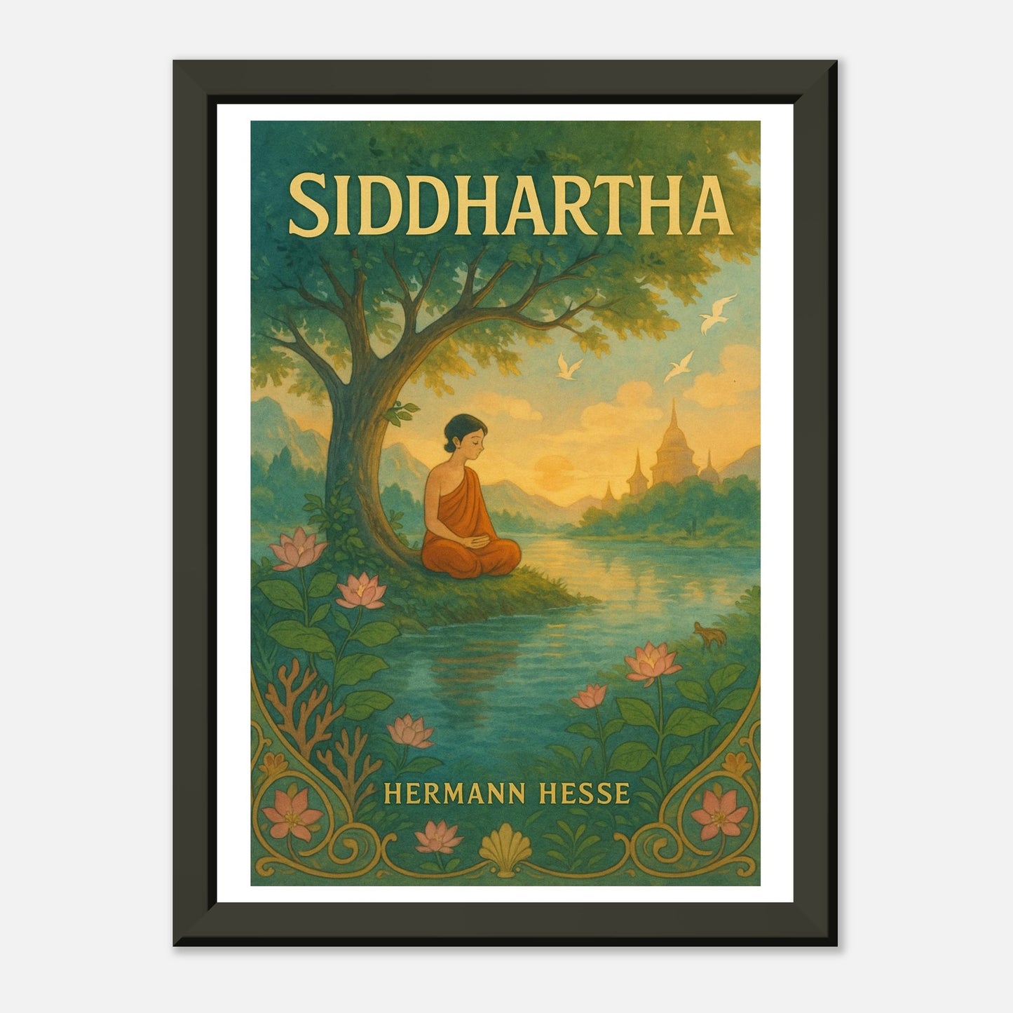 Siddhartha by Hermann Hesse - Metal Framed Poster 5" x 7"-Book Covers-Silent Pacific