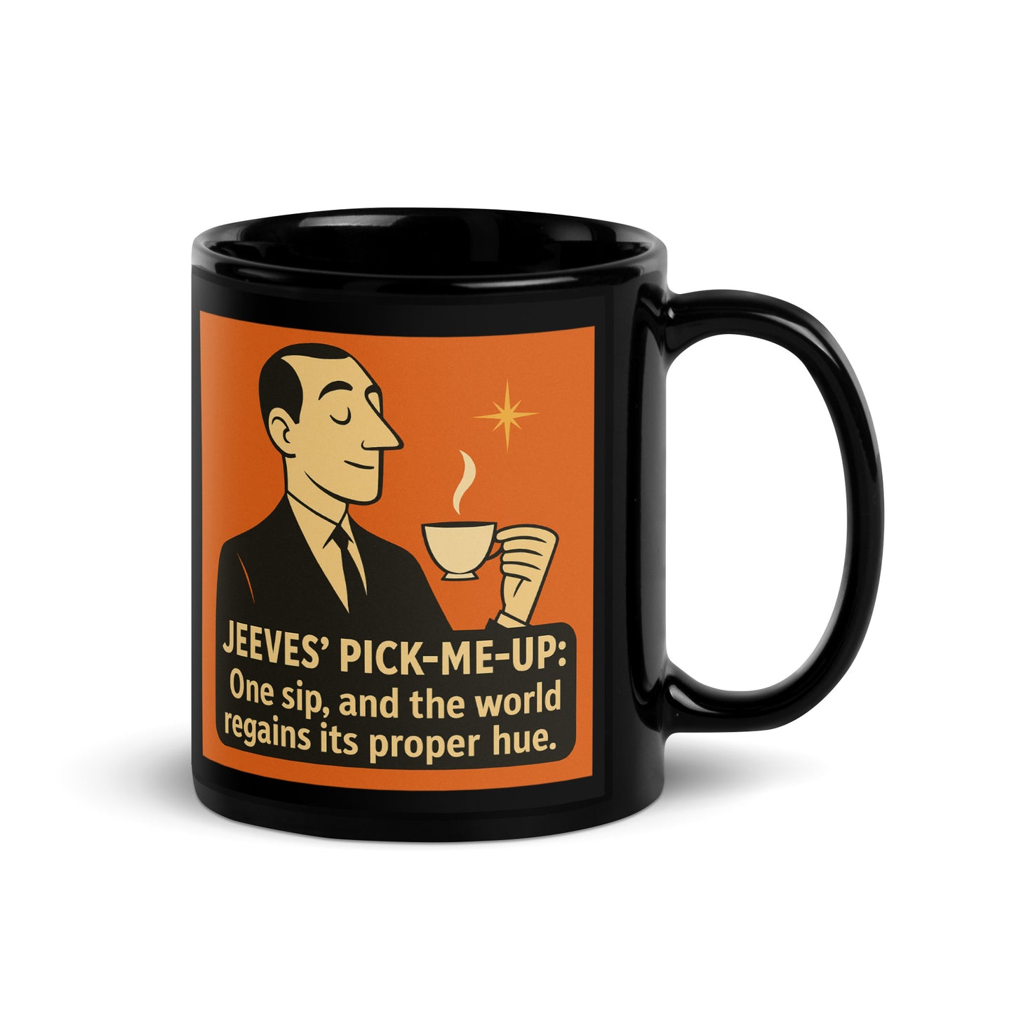 Jeeves Pick-me-up - Black Glossy Mug-Coffee Mugs-Silent Pacific