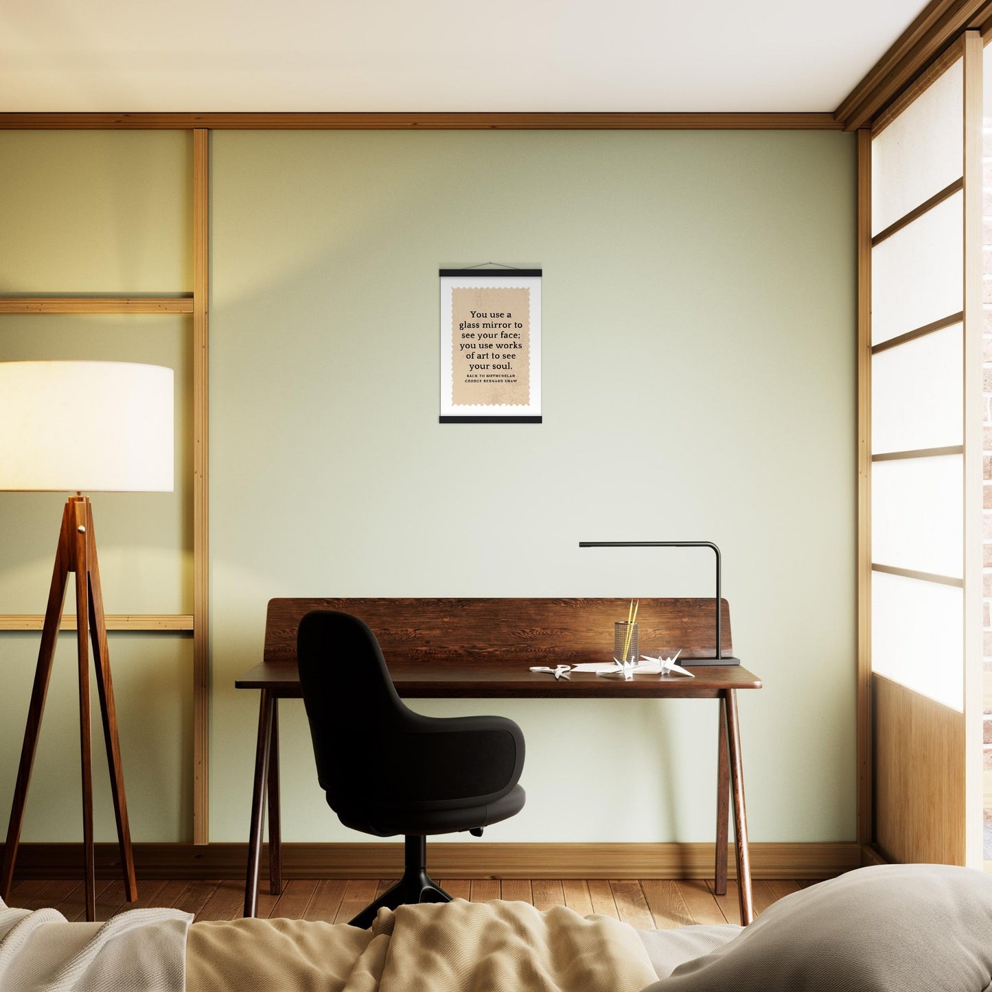 “You Use Works of Art to See Your Soul” Poster with Wooden Hanger – George Bernard Shaw Quote | Literary Wall Art for Thinkers & Creatives-Quotes-Silent Pacific