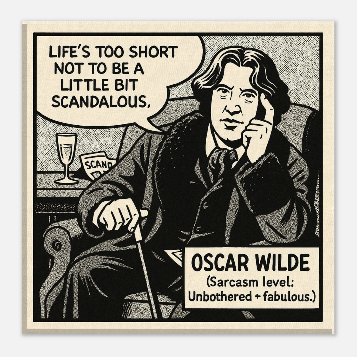 Oscar Wilde Canvas (Cartoon) (8x8" / 20x20cm)-Author Cartoons-Silent Pacific