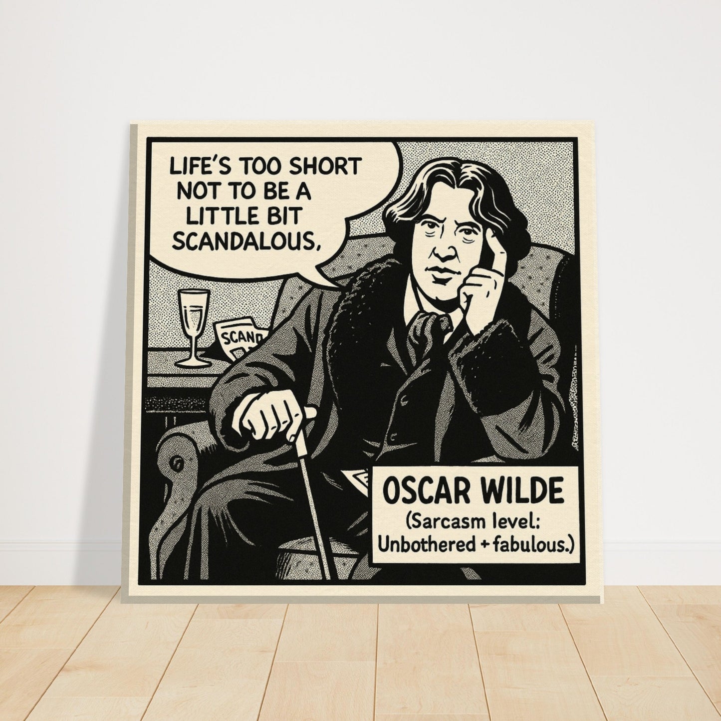Oscar Wilde Canvas (Cartoon) (8x8" / 20x20cm)-Author Cartoons-Silent Pacific
