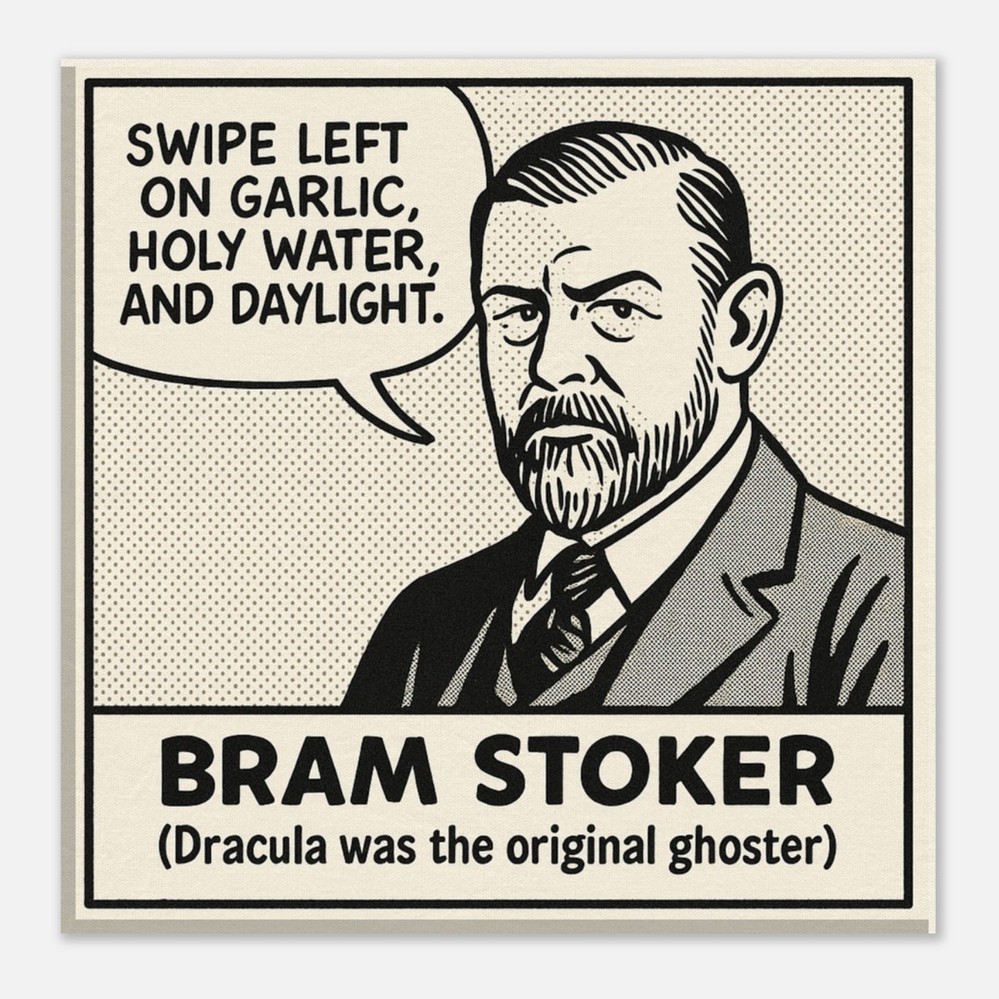 Bram Stoker Canvas (Cartoon) (8x8" / 20x20cm)-Author Cartoons-Silent Pacific