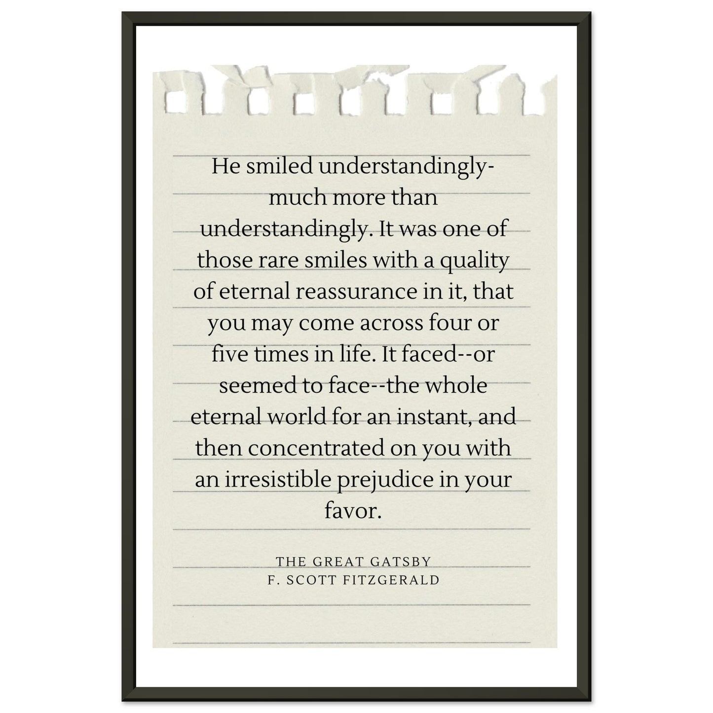 He Smiled Understandingly – F. Scott Fitzgerald - Framed Poster-Quotes-30x45 cm / 12x18″-Silent Pacific