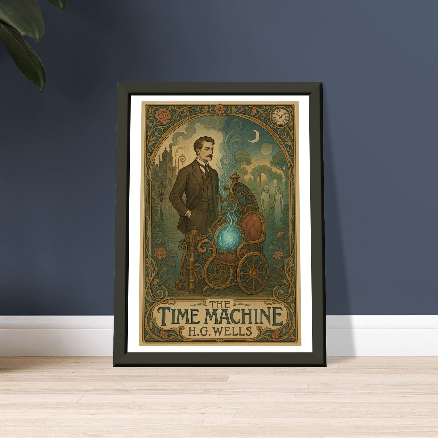The Time Machine by H.G. Wells - Metal Framed Poster 5" x 7"-Book Covers-Silent Pacific