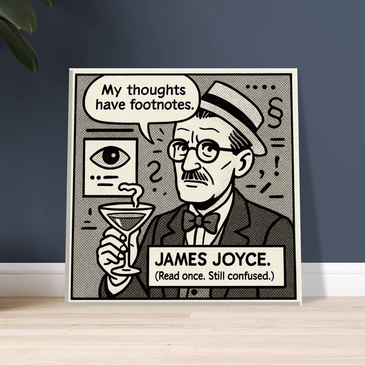 James Joyce Canvas (Cartoon) (8x8" / 20x20cm)-Author Cartoons-Silent Pacific