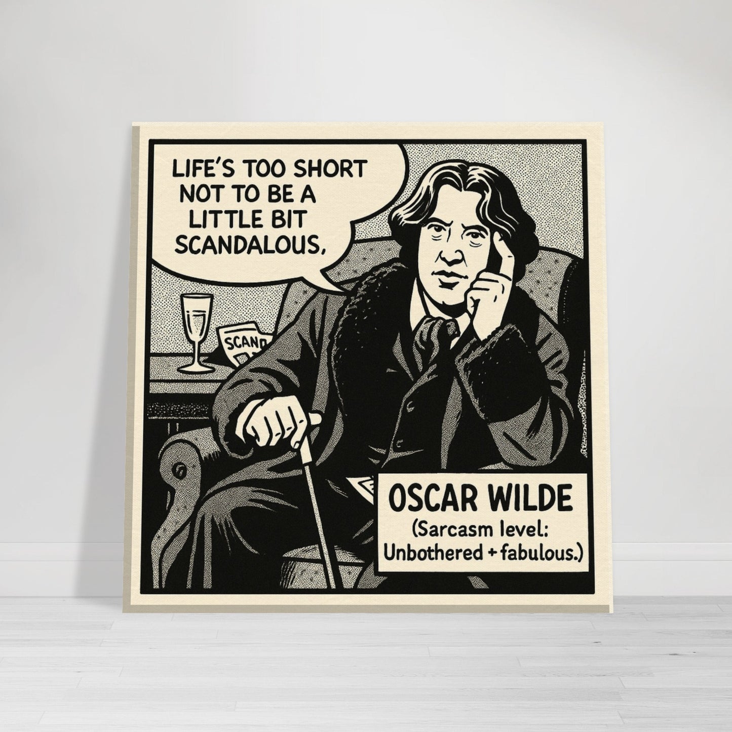 Oscar Wilde Canvas (Cartoon) (8x8" / 20x20cm)-Author Cartoons-Silent Pacific