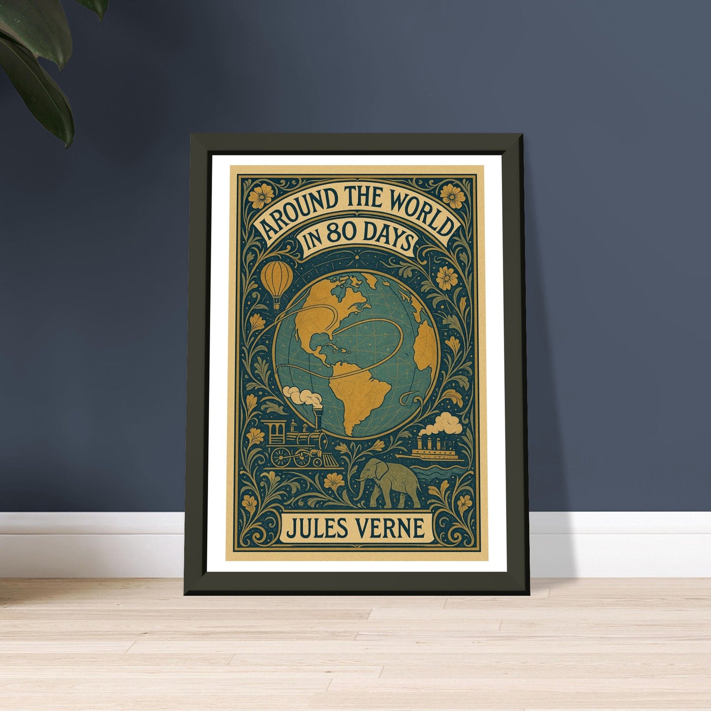 Around the World in 80 Days by Jules Verne - Metal Framed Poster 5" x 7"-Book Covers-Silent Pacific