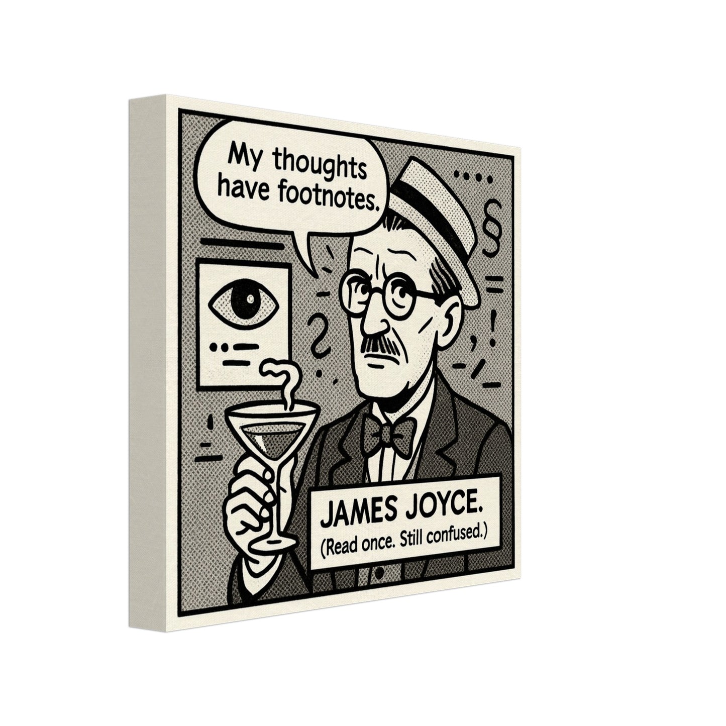 James Joyce Canvas (Cartoon) (8x8" / 20x20cm)-Author Cartoons-Silent Pacific