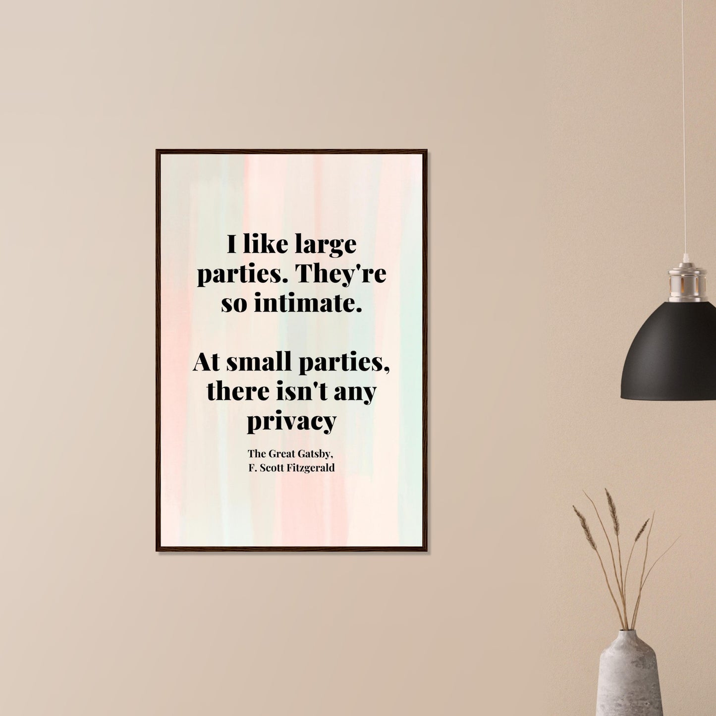“I Like Large Parties” Framed Poster – F. Scott Fitzgerald, The Great Gatsby | Literary Quote Wall Art for Vintage & Dark Academia Decor-Quotes-Silent Pacific
