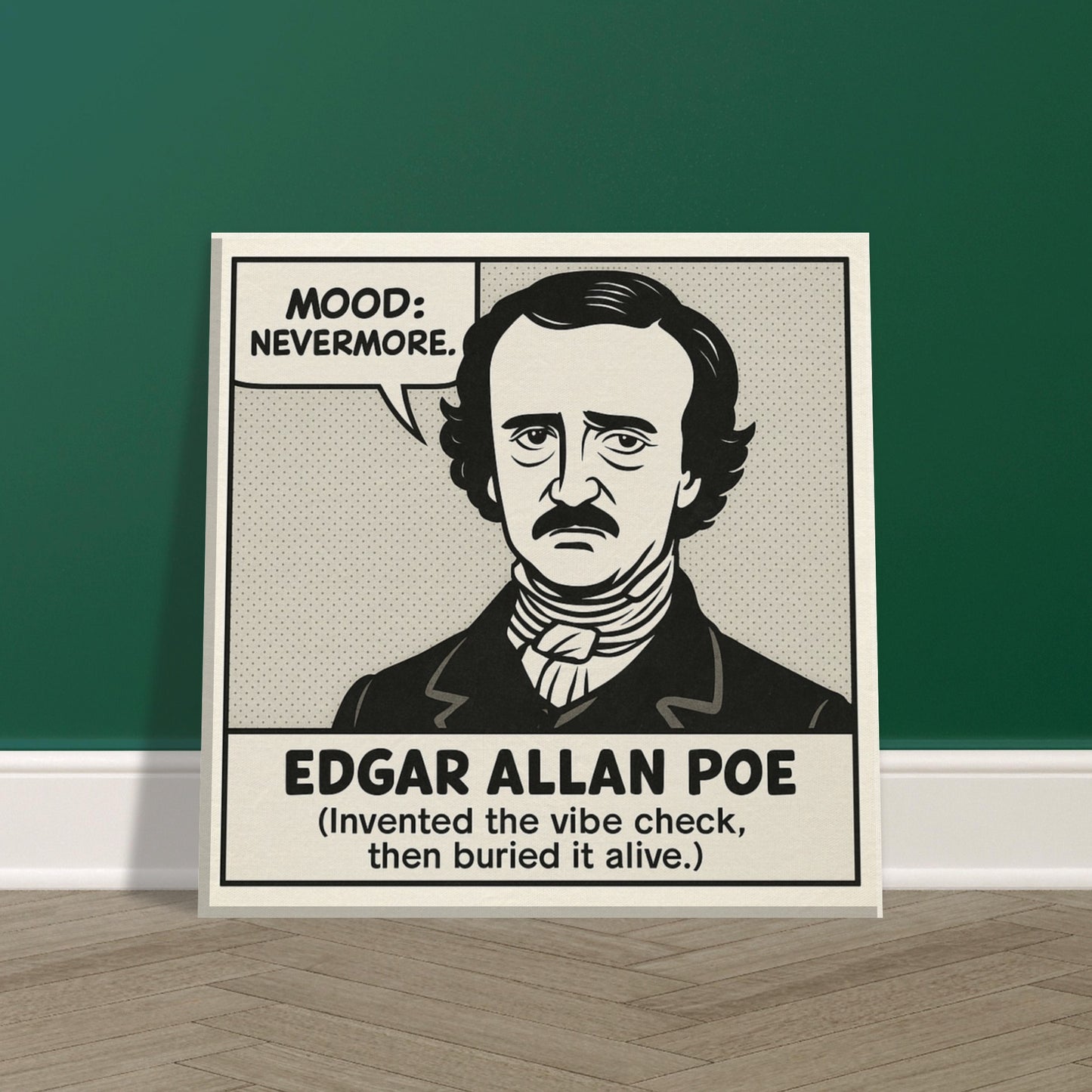 Edgar Allan Poe Canvas (Cartoon) (8x8" / 20x20cm)-Author Cartoons-Silent Pacific