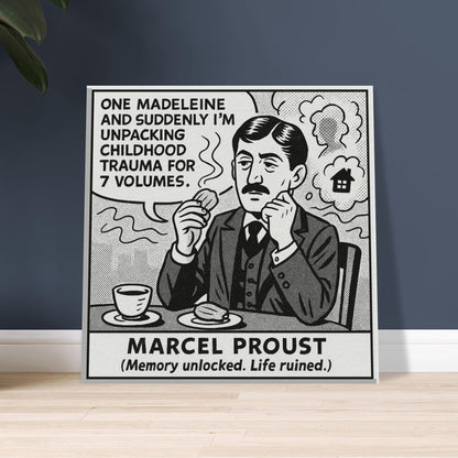 Marcel Proust Canvas (Cartoon) (8x8" / 20x20cm)-Author Cartoons-Silent Pacific