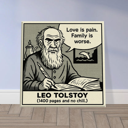 Leo Tolstoy Canvas (Cartoon) (8x8" / 20x20cm)-Author Cartoons-Silent Pacific