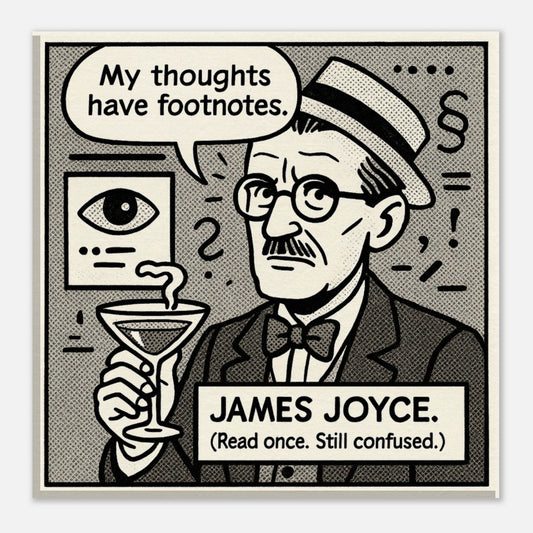 James Joyce Canvas (Cartoon) (8x8" / 20x20cm)-Author Cartoons-Silent Pacific