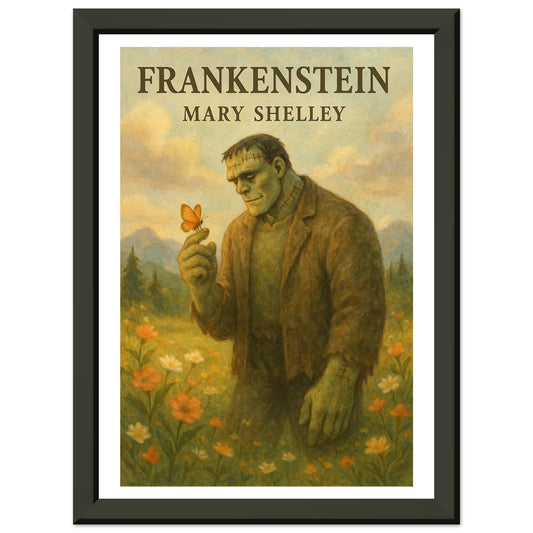 Frankenstein by Mary Shelley - Metal Framed Poster 5" x 7"-Book Covers-Silent Pacific