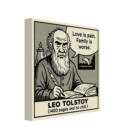 Leo Tolstoy Canvas (Cartoon) (8x8" / 20x20cm)-Author Cartoons-Silent Pacific