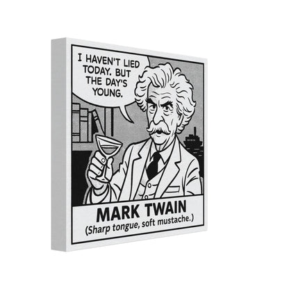Mark Twain Canvas (Cartoon) (8x8" / 20x20cm)-Author Cartoons-Silent Pacific