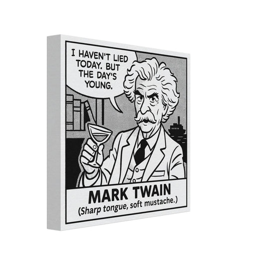 Mark Twain Canvas (Cartoon) (8x8" / 20x20cm)-Author Cartoons-Silent Pacific