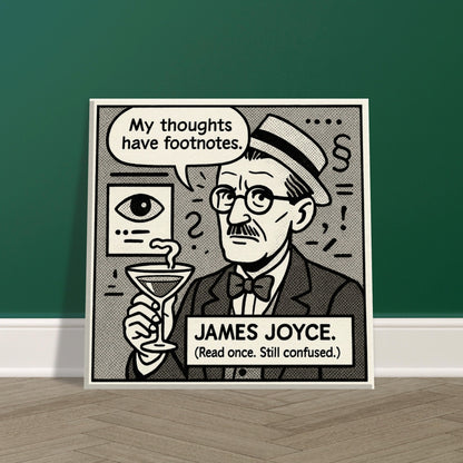 James Joyce Canvas (Cartoon) (8x8" / 20x20cm)-Author Cartoons-Silent Pacific