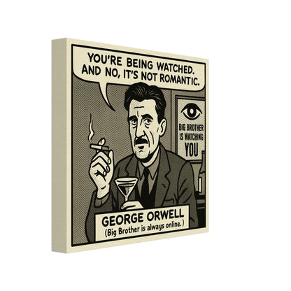 George Orwell Canvas (Cartoon) (8x8" / 20x20cm)-Author Cartoons-Silent Pacific