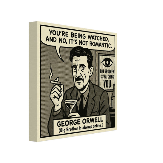 George Orwell Canvas (Cartoon) (8x8" / 20x20cm)-Author Cartoons-Silent Pacific